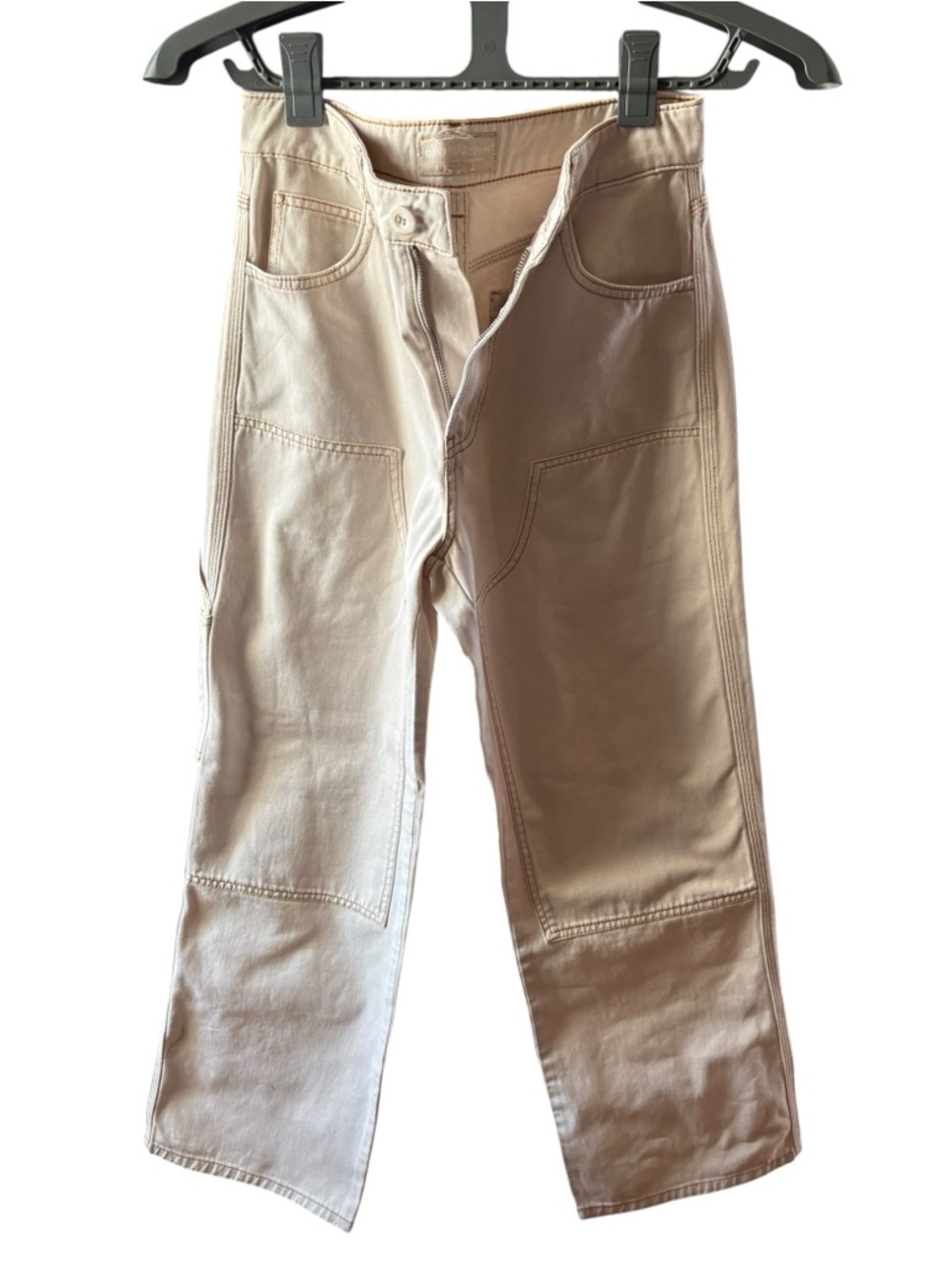 Baykan Denim Cream Patch Pocket High Rise Straight Jeans NWOT
